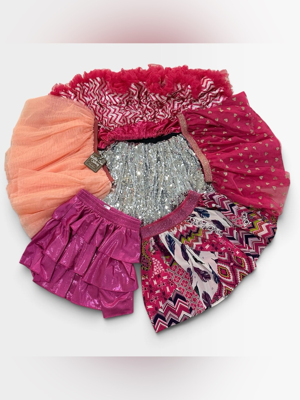 AhMazing Bundle of Girls’ Skirts, Bundle of 6 total - featuring silver sequin
